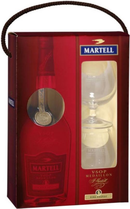 Martell V.S.O.P. в коробке с 2-мя стаканами