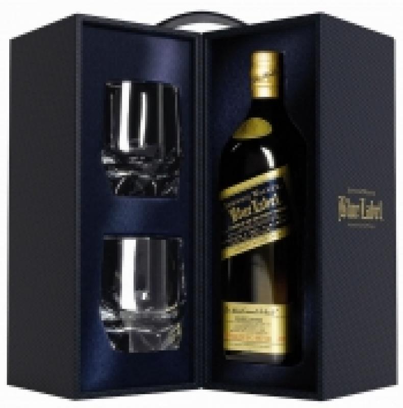 Johnnie Walker Blue Label, with 2 glasses