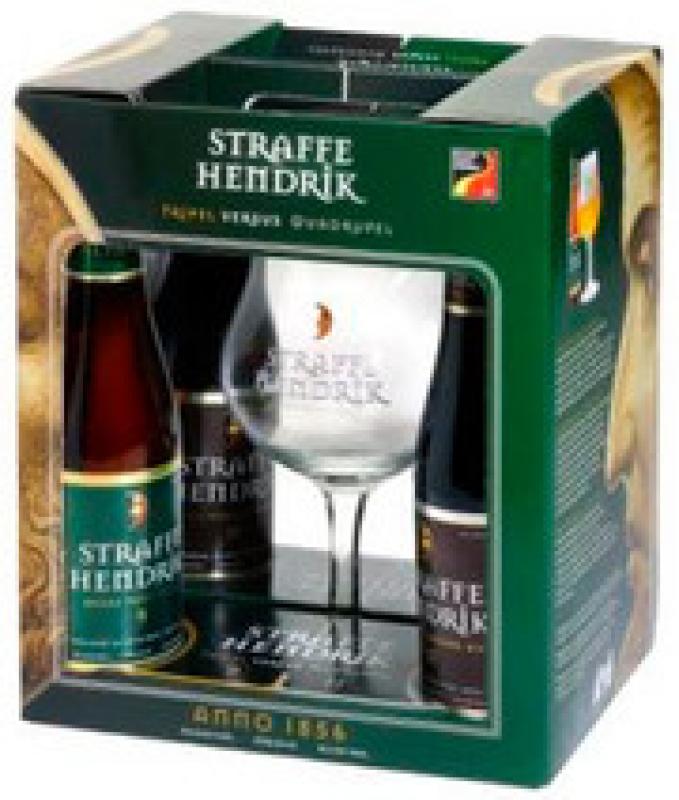 "Straffe Hendrik", gift set (4 bottles & glass)