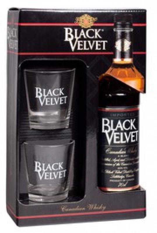"Black Velvet", gift box with 2 glasses