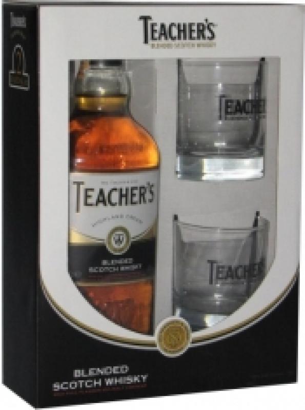 Teacher's Highland Cream, gift box with 2 glasses