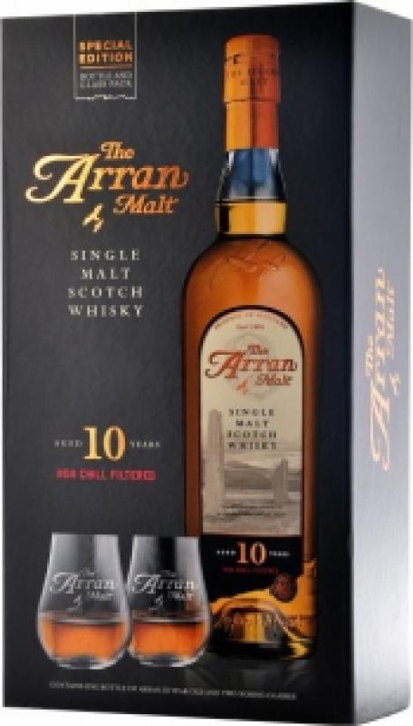 Arran 10 years, gift box with 2 glasses