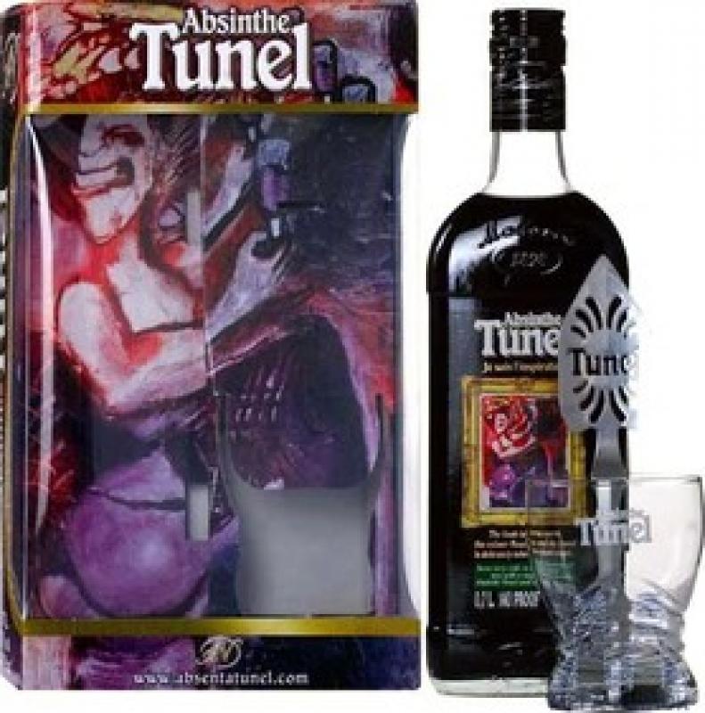 "Tunel" Black, gift box with spoon & glass