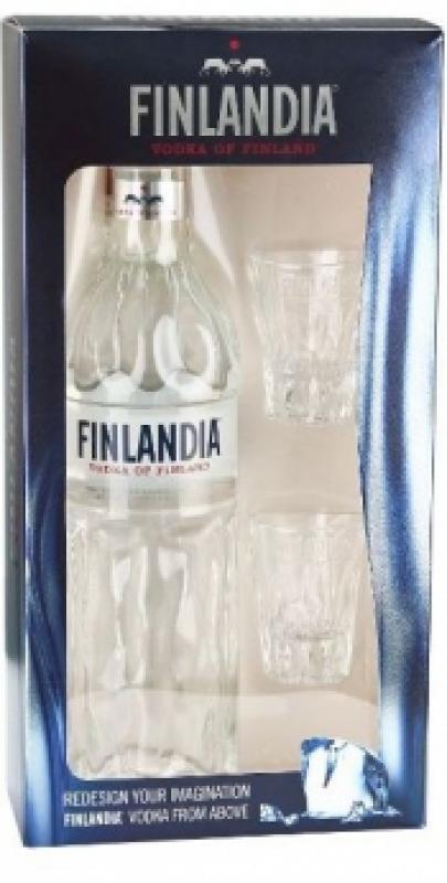 "Finlandia", gift box with 2 shot glasses