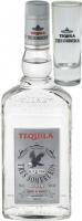 Tres Sombreros Tequila Silver, with glass